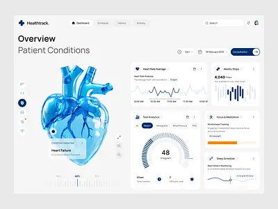 Healthtrack - Health Dashboard blue clean dashboard health healthcare ui ux website