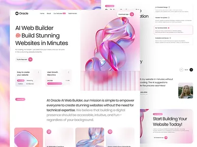 Oracle - AI Web Builder 3d ai building ai website builder artifacial intellegence design figma home page landing page minimalist modern ui no code builder ui ui design ui gradient ui minimalist uiux web web builder webdesign website builder