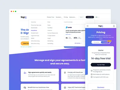 eSignatures SaaS Marketing Website clean cro document landing management marketing minimal modern saas sales simple workflow