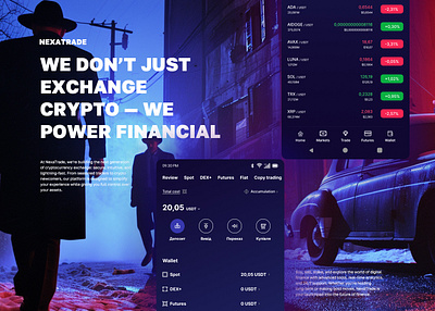 NexaTrade adobe photoshop app crypto figma landing page ui ux web design