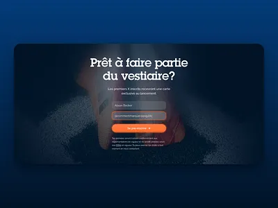 FCG - Landing page form blur button consumer app contact section dark football form input landing page orange ui webdesign
