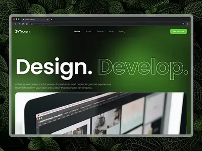 Texan Agency – Landing Page bento style big typography brand clean ui company profile dark mode desktop ui graphic design home page interactive website landing page motion graphics ui ui design uiux ux design web animation web design web ui website