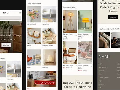 NAMI / ecommerce / Mobile / Homepage e commerce ecommerce flat home landing landing page minimal design mobile design online shop product design shopify typography ui ux web webflow website website design woocommerce wordpress