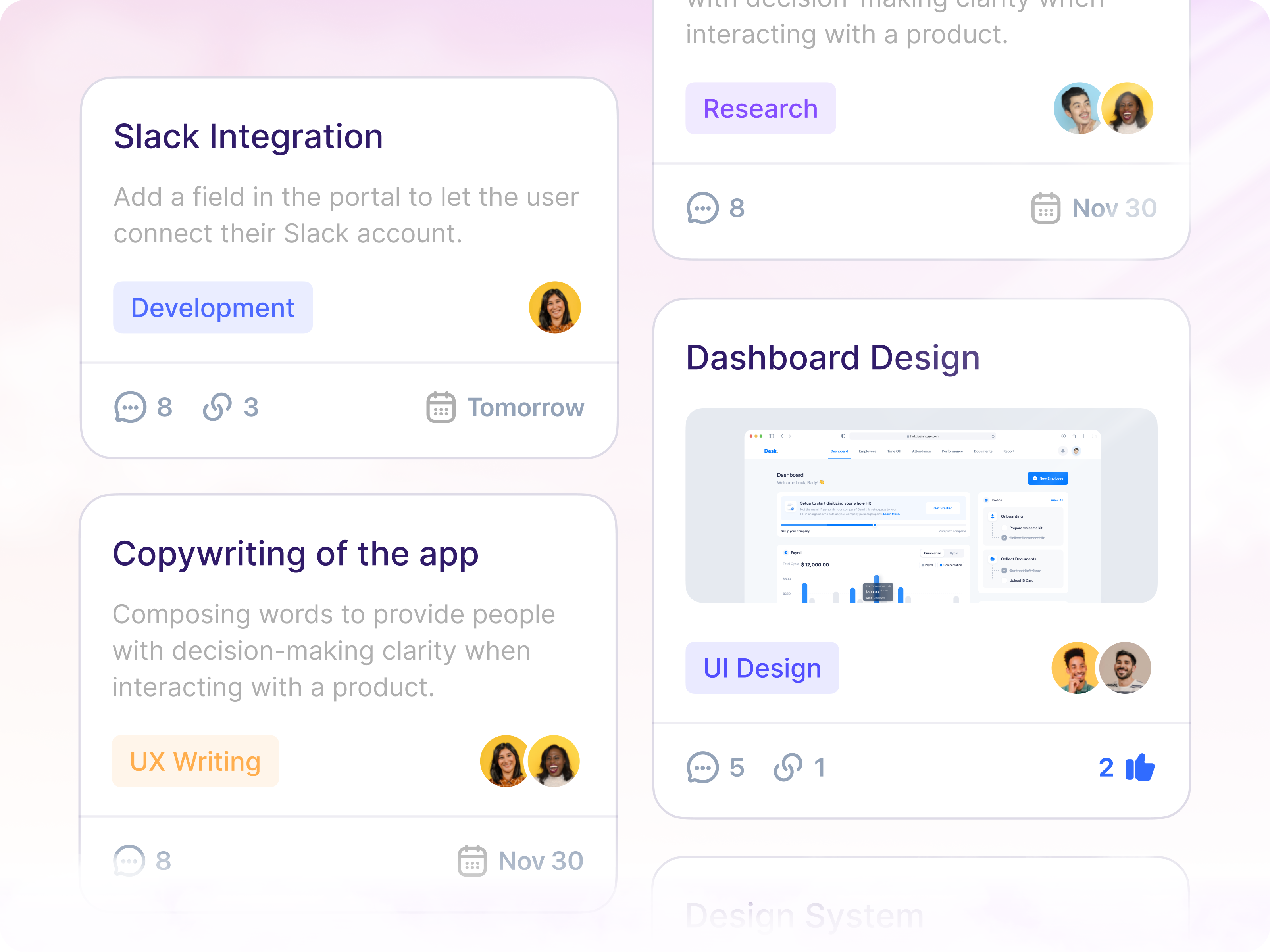 Example of Flowzy - Project Management Card Component