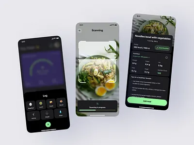 Calories Tracking App — AI-Powered Logging Flow ai app calorie tracking clean design graphic design health illustration inspiration logo minimal mobile nutrition product tracking ui wellness