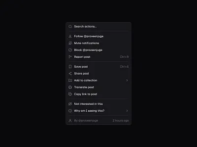 Post Options Menu 📋 design dropdown list menu minimal saas ui web design
