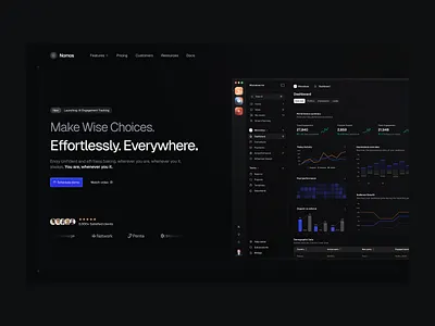 Nomos - Landing Page application bachanek charts consumer crm dashboard header hero kamil landing page microdose mvp responsive saas website