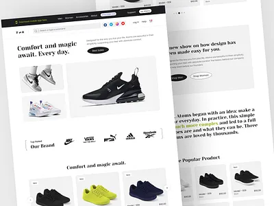 Nike Shoes - E-commerce Website Landing page Design clean converse e commerce shop fashion fashion landing page interface landing page minimalism modern nike nike running nike shoes online shop shoe store shoes store shopping sneakers store streetwear typography