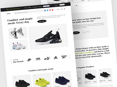 Nike Shoes - E-commerce Website Landing page Design clean converse e-commerce shop fashion fashion landing page interface landing page minimalism modern nike nike running nike shoes online shop shoe store shoes store shopping sneakers store streetwear typography