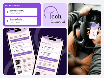 Tech Timeout Application app design design figma landing page mobile app user interface uxui website