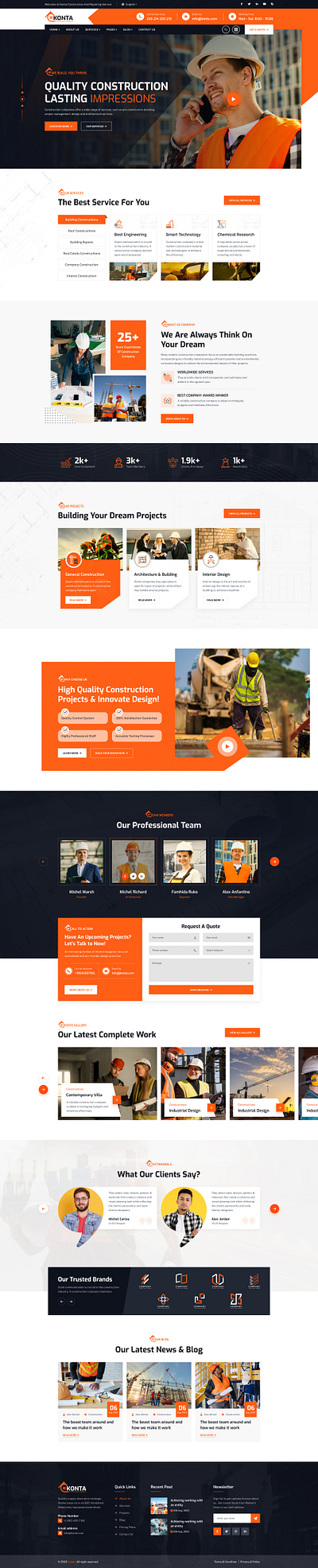 Konta – Construction & Real Estate Company Figma Template maintenance services ui