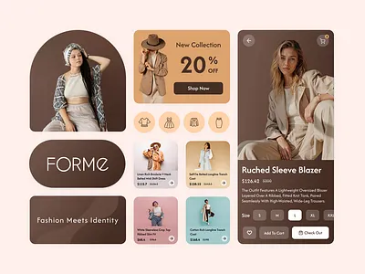 Forme — Fashion App Bento Grid UI app appdesign bentogrid dribbbledesign fashion fashionapp fashiontech figma minimaldesign mob mobile mobileui ui uidesign ux