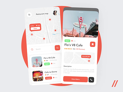 Restaurant Search Mobile IOS App android animation app app interaction app ui design food gps interaction ios map mobile mobile app mobile ui motion restaurant search startup ui ux