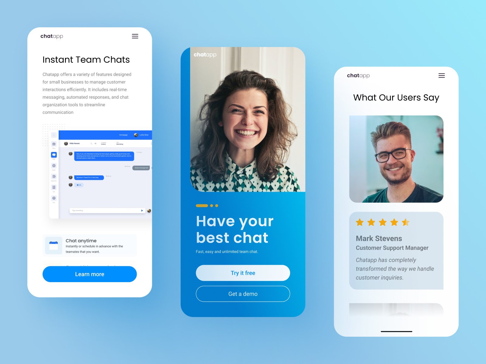 Chattapp Mobile app branding design mobile responsive screen ui visual web