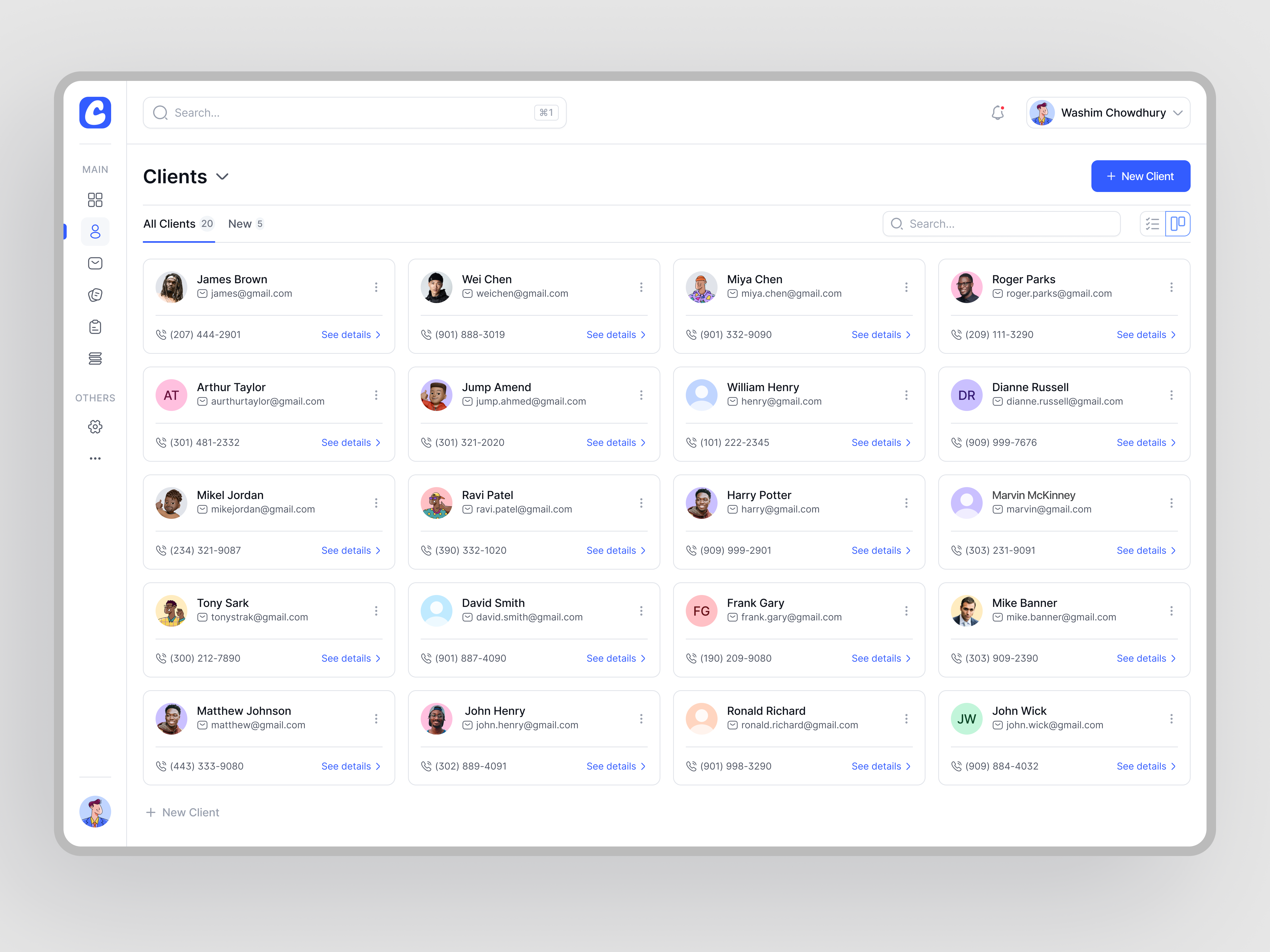 Example of List View Design of Client Portal