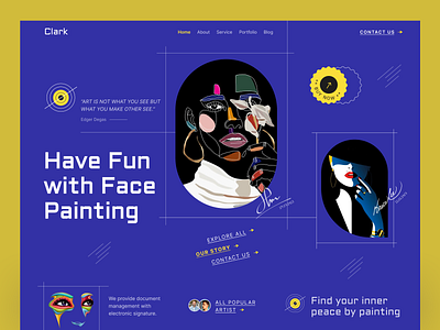 Face painting ideas 2023 artistic blue website colorful header colorful web crafting creative layout face mask face painting fancy header fancy web 2023 landing page painting sushmita mou trendy header 2023 web design