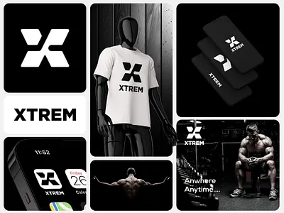 Xtrem Fitness Gym Center Logo Branding body branding creative design fitness graphic design gym logo logos man modern logo vector