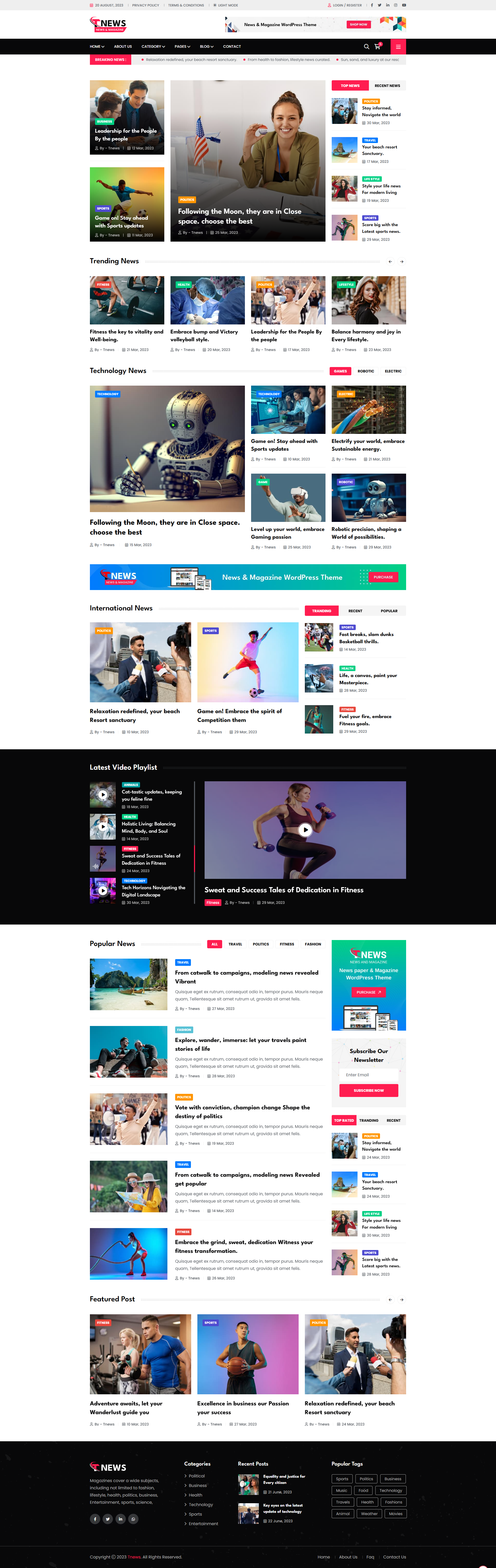 TNews - News & Magazine WordPress Theme rtl support wordpress theme
