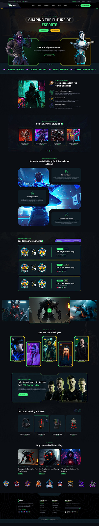 Bame - eSports and Gaming WordPress Theme video game