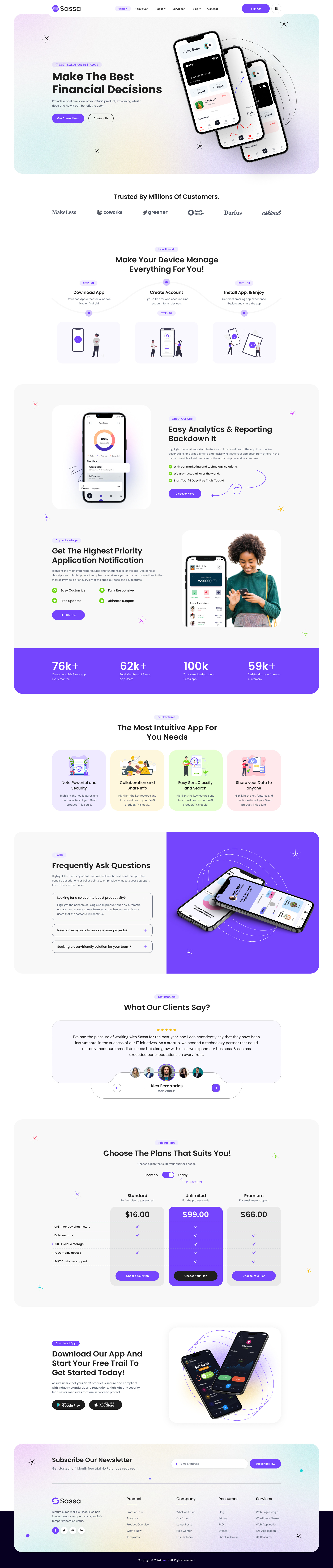 Sassa - Sass Startup Multipurpose HTML Template web application landing page