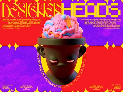 DESIGNER HEADS: Crafting the Event Experience advertising character illustration event branding logo design merch merchandise muzlipick social media web design
