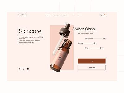 Skincare website design aesthetic branding design female figma landingpage lighcolor product skincare ui ux uxui