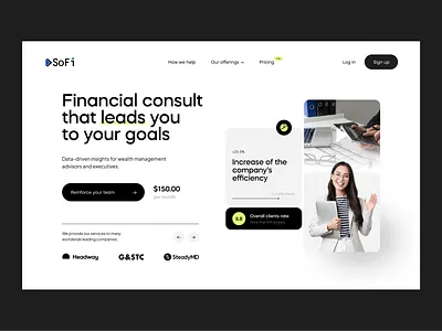 Financial Consultating Landing Page company website consultant consuting design finance financial fintech landing page leads marketing minimal money product design sales startup startup website ui ux web design website ui