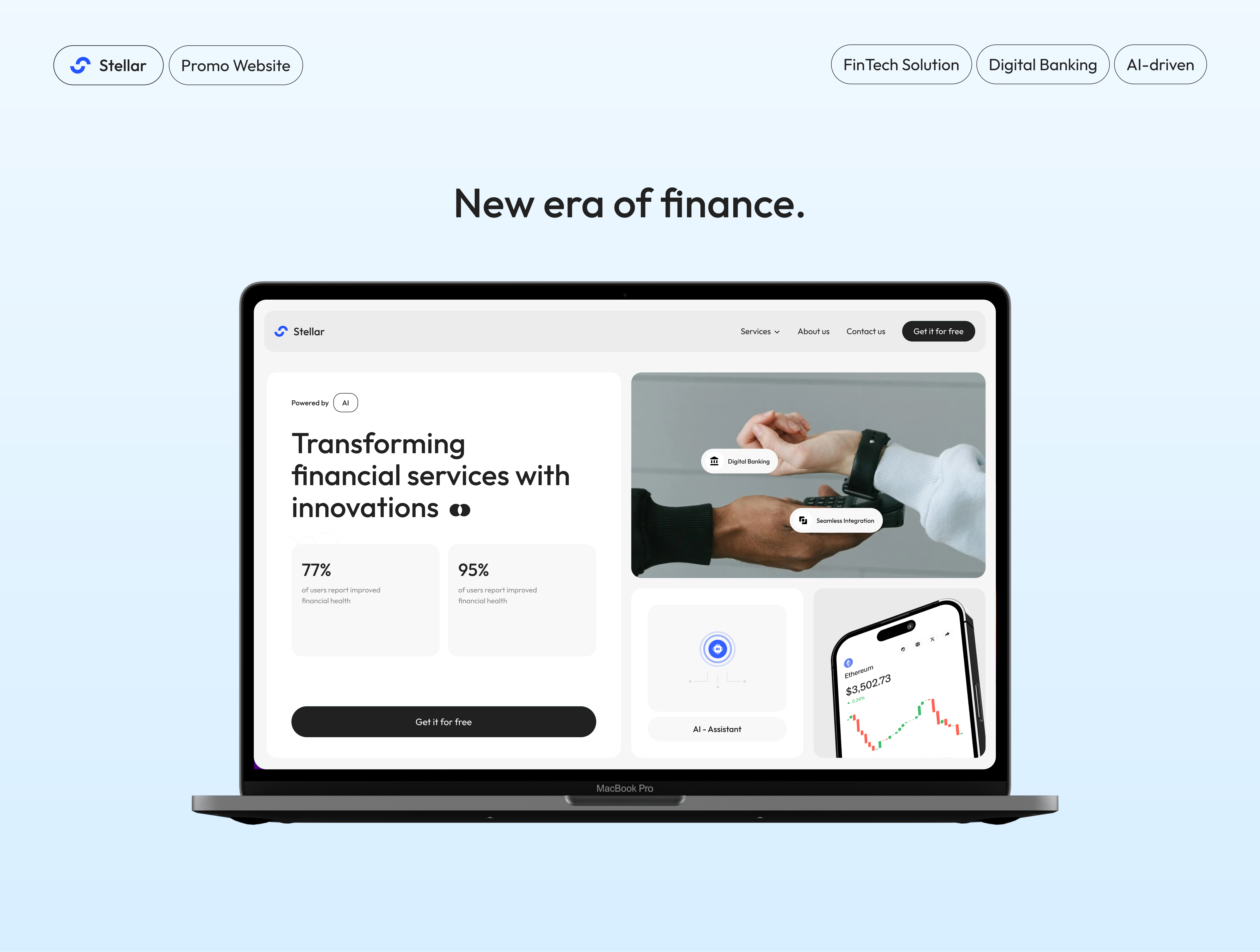 Stellar - Fintech App Landing Page app landing page banking ui banking website creative landing page digital banking website financial home screen fintech fintech app fintech landing page fintech product fintech website landing page mobile landing page modern website promo page promo website responsive landing page saas landing page web design website