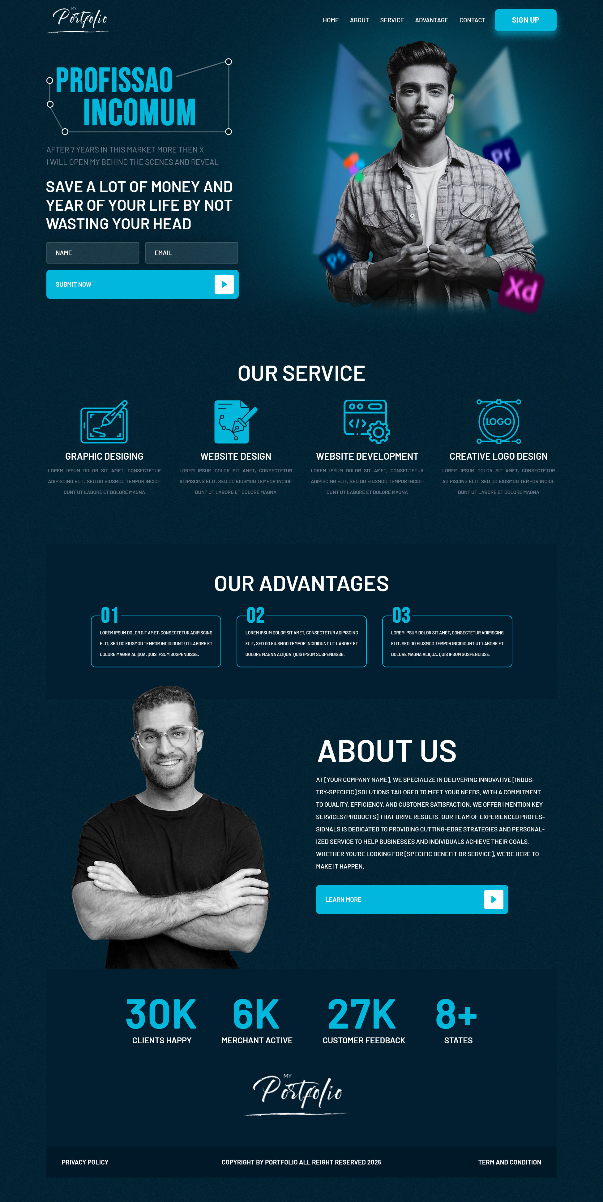 Personal Portfolio Website Design adobe branding creative design css design elementor figma graphic design illustration landing page logo ui ui design uiux ux design web web design website website design wordpress