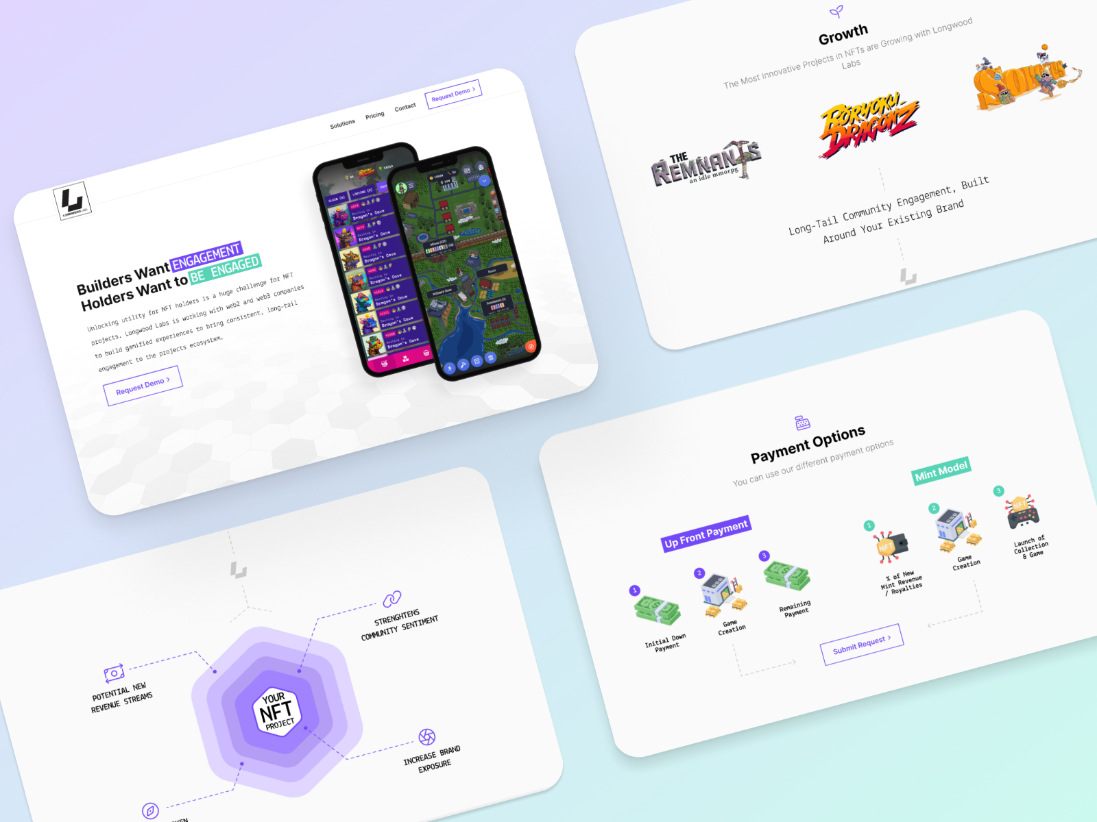 🧪 Longwood Labs - Web3 Gaming Studio branding crypto design gradient modern pastel product product design ui ux web design