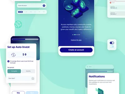 Bloom Impact branding fintech graphic design illustration logo mobile design ui