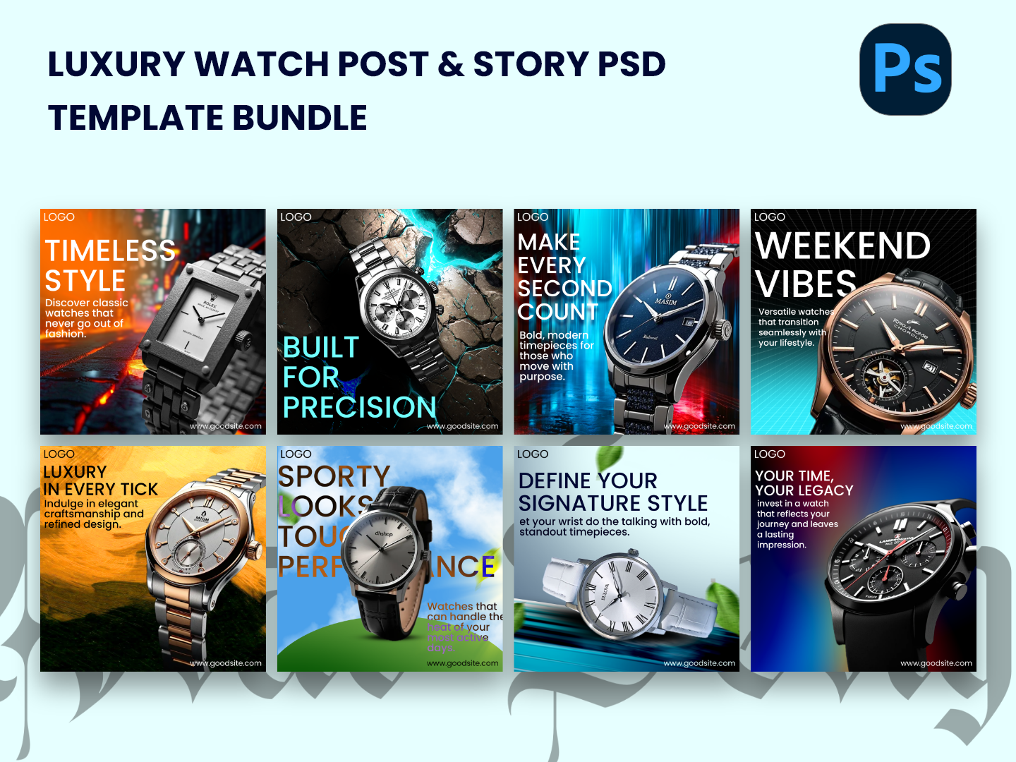 Luxury Watch Post & Story PSD Template Bundle socialmediatemplates