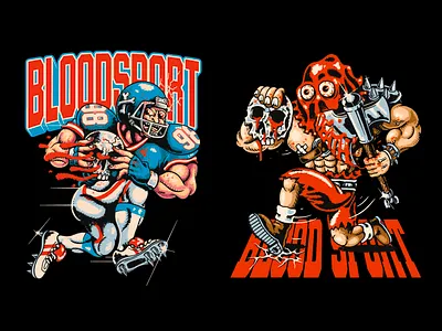 BLOODSPORT HARDCORE MASCOT ILLUSTRATION art branding dark art design graphic design hardcore illustration logo mascot merch merchandise rubberhose typography vector