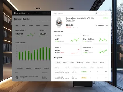 Product Quick View Panel functional interface