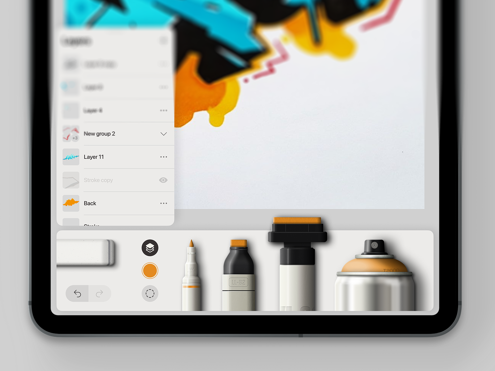 Graffiti Sketch Art Application app concept design editor figma graffiti ios ipad panel skeuomorphism tools ui user interface vector