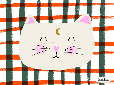 Furry Friend cat cat illustration cute design illustration illustrator kids illustration moon mooncat pattern photoshop pink