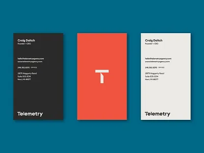 Telemetry Business Card Concept branding business card collateral identity logo minimalist red sans serif stationery teal telemetry