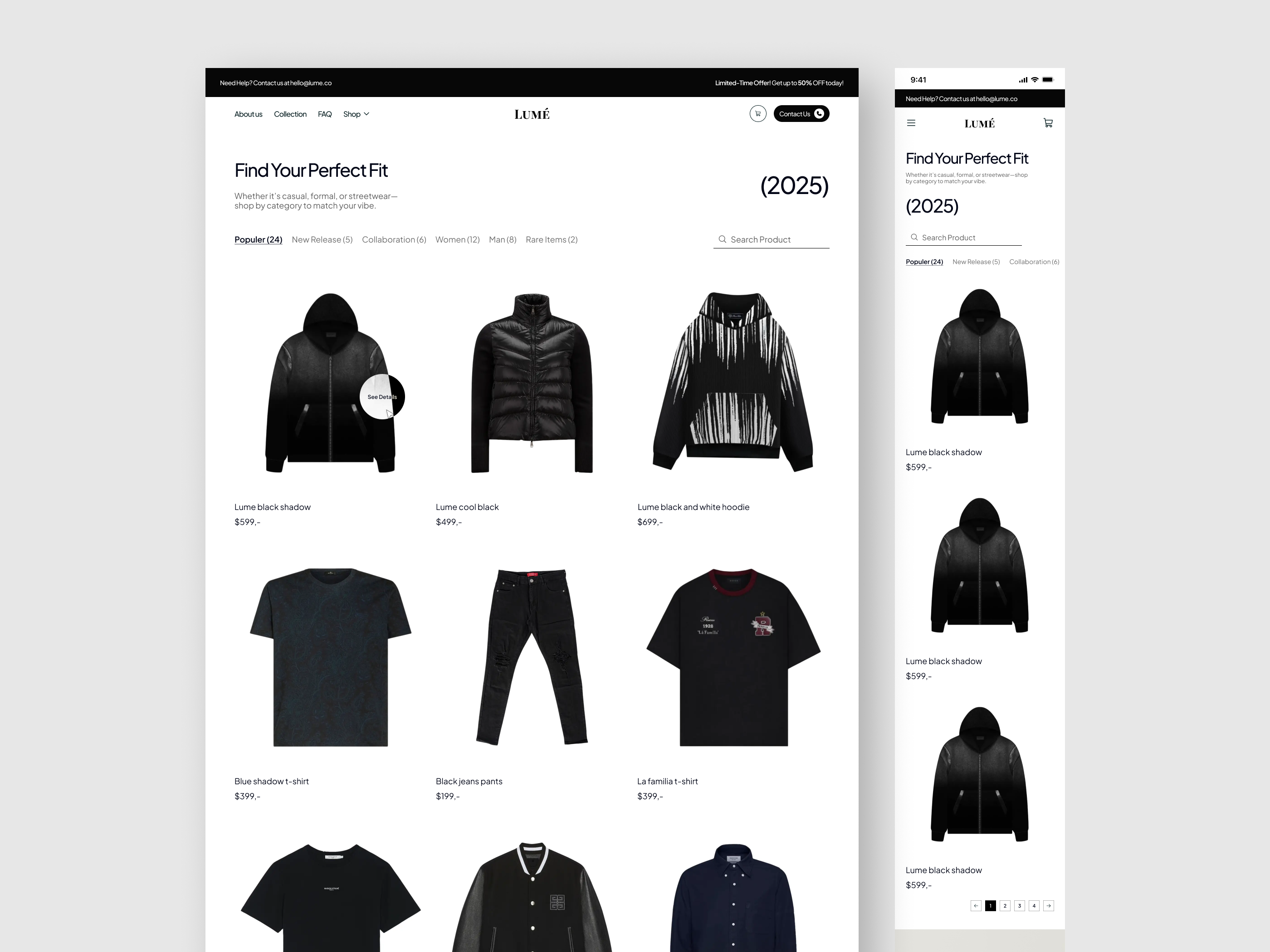 Lume - Collection Responsive app clean cleanlook concept mobile responsive uiuxdesign