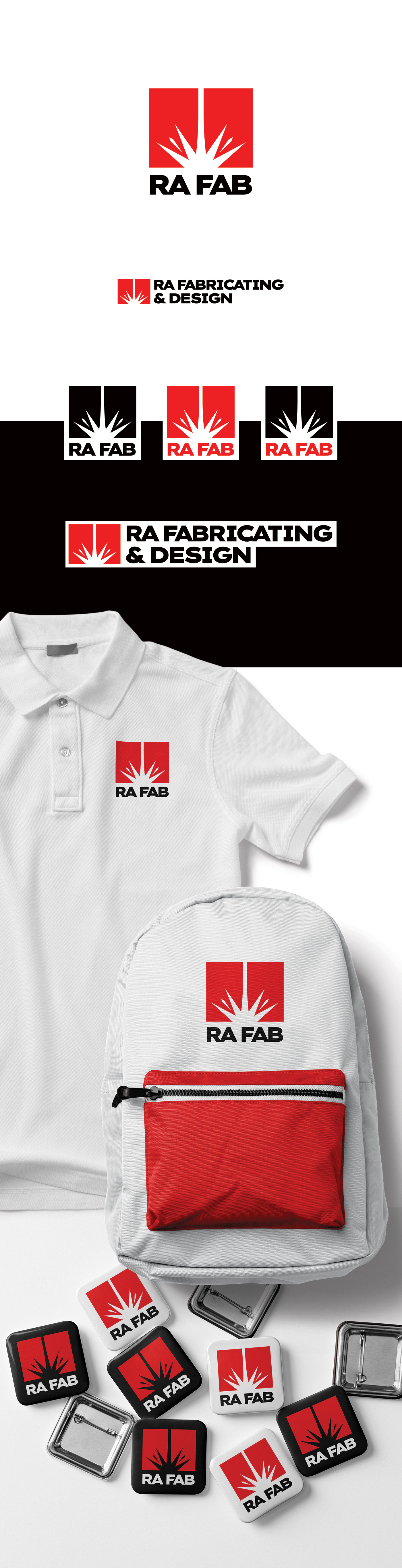 RA FAB (Client's work) bold cutter fabricating industry logo masculine plasma red spark strong welding