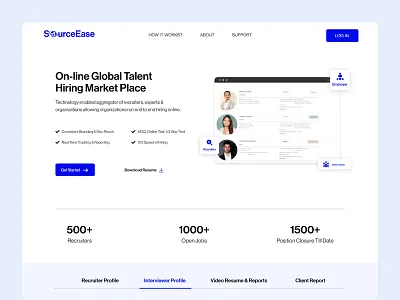 Online Recruitment SAAS Website UI/UX Design app design mobileapp online recruitment saas saasui saaswebsite ui uidesign uiux web webdesign website webui