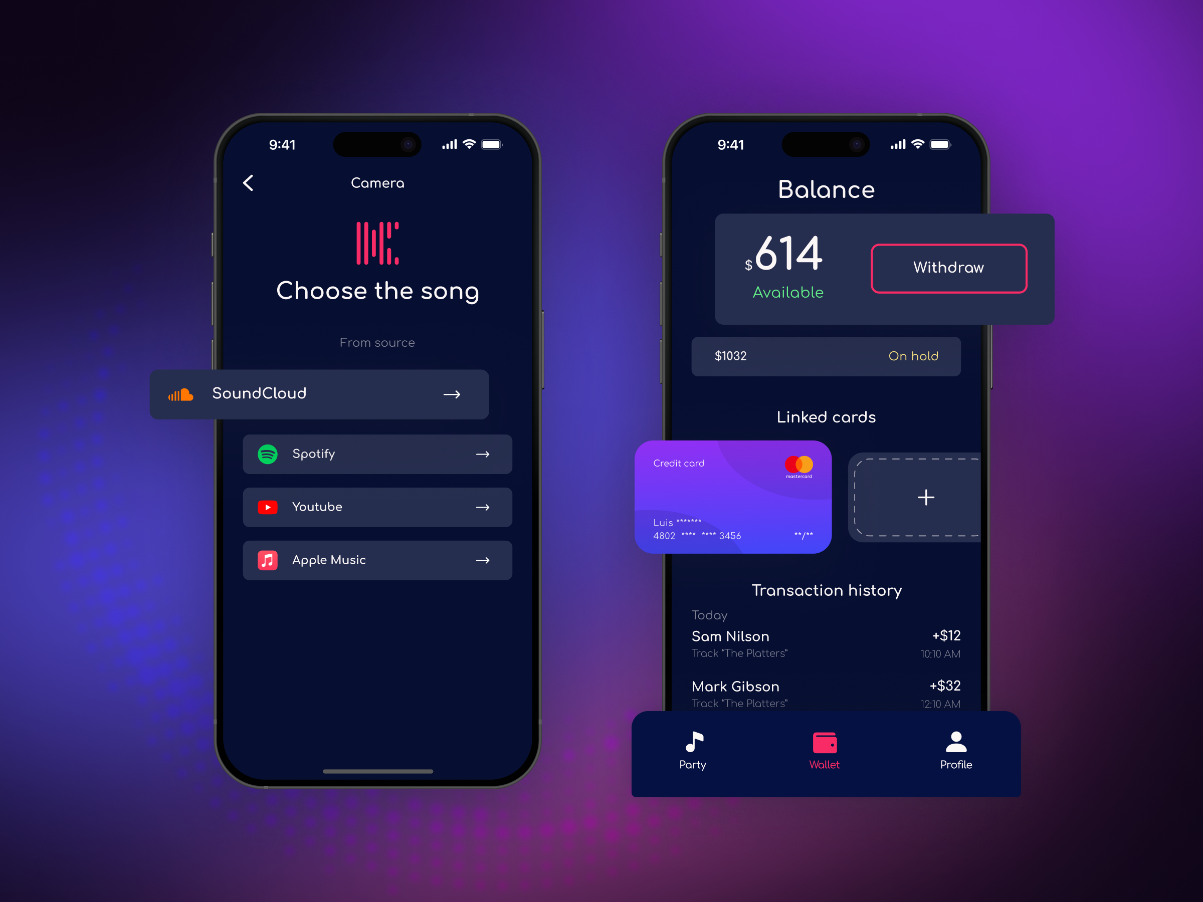 Example of Track It. Play It. Pay It. ✦ Finance x Music App Design