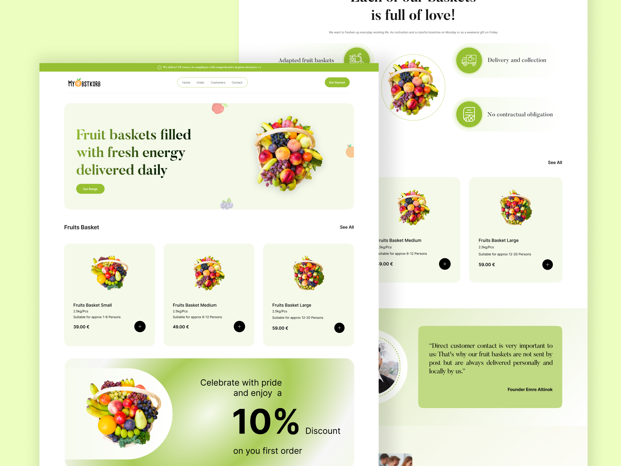 MyObstkorb - E-commerce website Design ecommerce ecommerce website fruit basket website fruit website fruits fruits basket landing page ui uidesign uiux ux uxdesign web design website