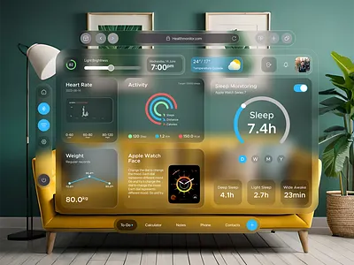 Apple Watch view and all info in Apple Vision Pro apple apple vision apple vision pro figma ios ui ui ux uiux user experiences user interface
