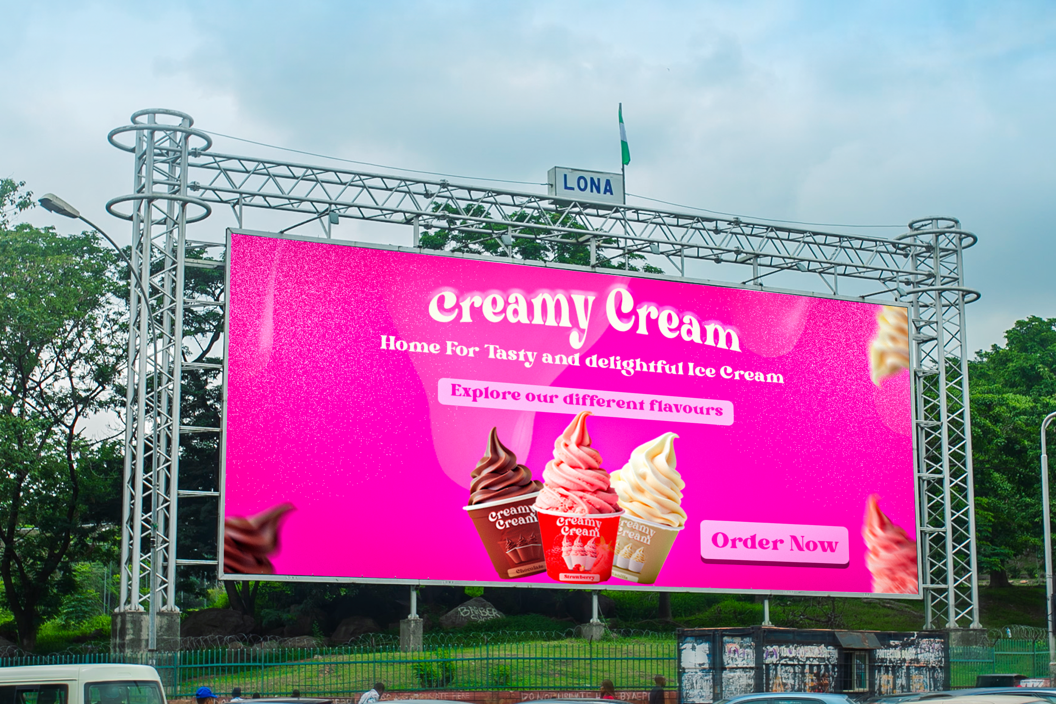 Banner Design for an ICE CREAM Brand ads ads creative advertisement banner banner design brand identity branding chocolate creamy flavour graphic design ice cream marketing mockup photoshop photoshop design strawberry sweet vanilla visual design