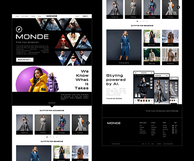 Monde Website Landing Page Design ai ai fashion branding color creative design fashion graphic design identity design illustration landing page logo minimalist modern new ui uiux web design website