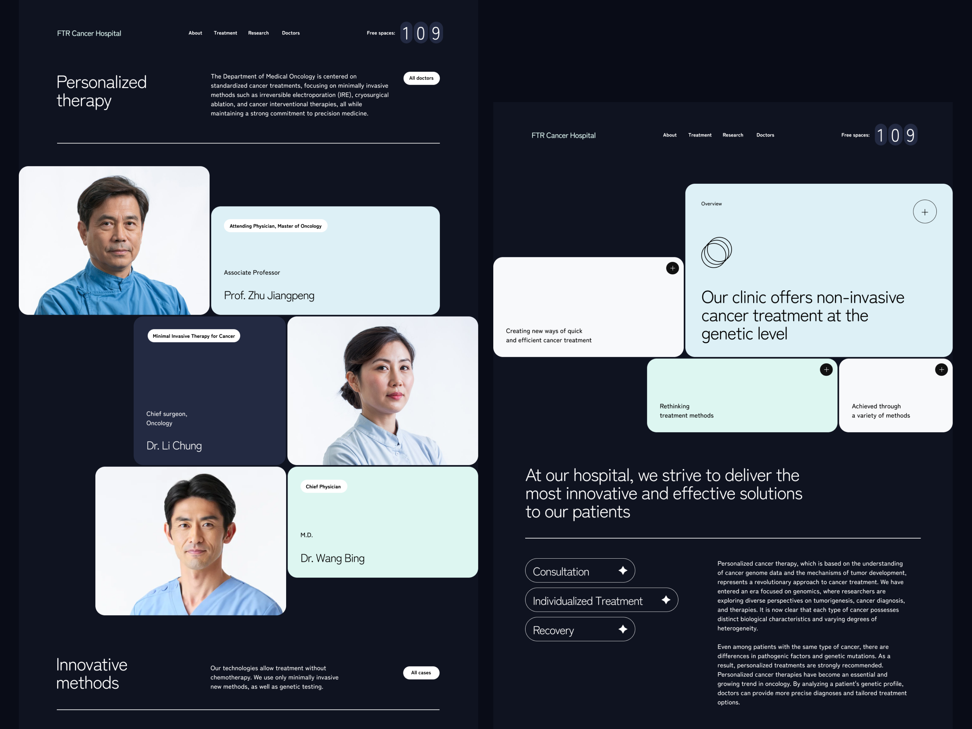FTR Cancer Hospital landing cancer dark background landing landing medicine modular design treatment