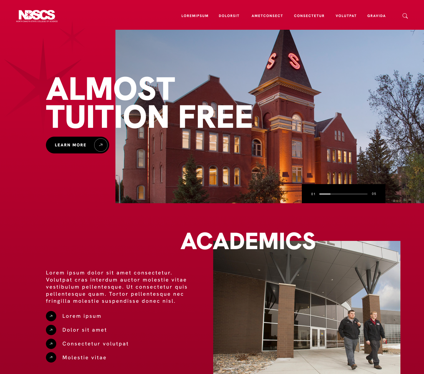 North Dakota College design ui ux website