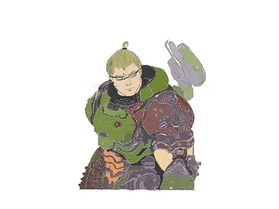 doomguy with smart graphic design logo