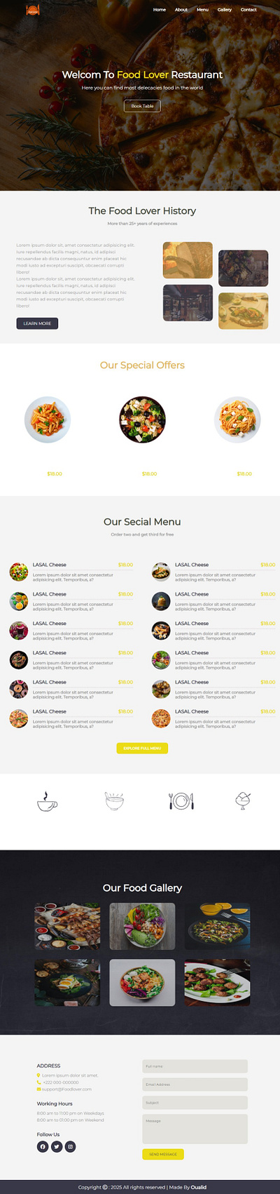 Food Website Template branding css food html website