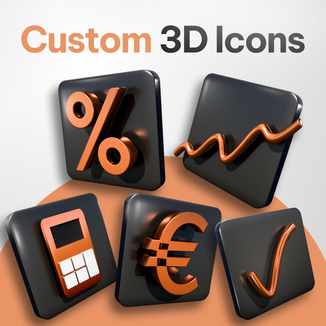 Custom 3D Icons made in Blender for Accounting Company 3d art artwork blender blender icons custom 3d icons design graphic design icon icons social media